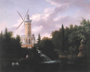 Vindmølle ved Folie-Beaujon i Paris, ca. 1830 av French School