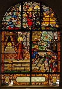 Vindu Charnier-10 som viser Manna fra himmelen; Kristus og Verten av French School