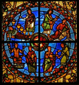 Window Treasury-D som skildrer historien om St Stephens relikvier av French School