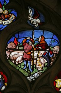 Vindu som viser kunngjøringen til hyrdene (farget glass) av French School