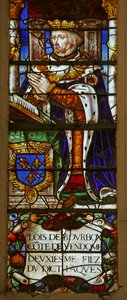 Vindu som viser Louis de Bourbon-Vendome (farget glass) av French School