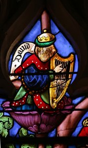 Vindu som viser Tree of Jesse: David with Harp av French School