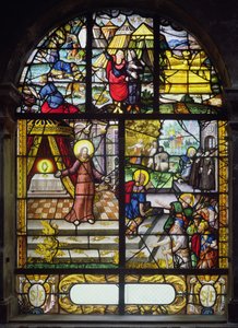 Vindu som viser samlingen av Manna, 1612-22 av French School