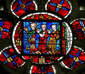 Vindu n3 som viser en giver - Alphonse de Poitiers og ?familie av French School