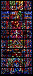 Vindu w106 som viser kirkekatedralen i Noyon av French School