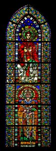 Vindu w109 som viser Jomfru Maria og St. Martin av French School