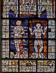 Vindu w115 som viser St. Sebastian og St. Quentin av French School