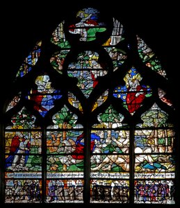 Vindu w120 som viser skapelsen og medlemmer av Confrérie de Charité av French School