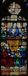 Vindu w125 som viser en scene fra Maria Magdalenas liv - helgenen som forkynner av French School