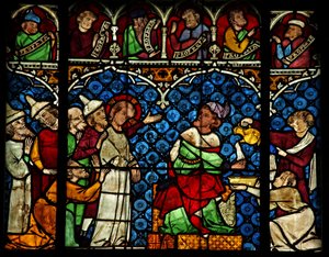 Vindu w12 som viser Jesus foran Pilatus av French School