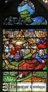 Vindu w12 som viser en detalj fra Miracle of the Feeding of the 5000 av French School