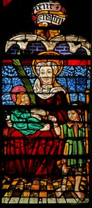Vindu w132 som viser St. Anne, Maria og Kristus av French School