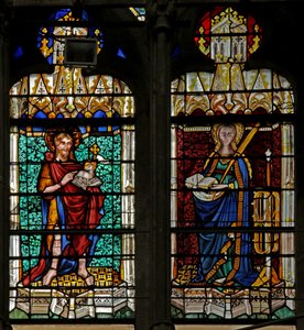 Vindu w134 som viser St John Baptist og St Catherine av French School