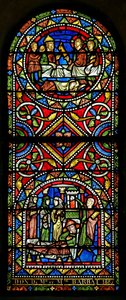Vindu w13 som viser gitt til kirken på 1800-tallet, er disse to panelene fra tidlig C13 og er det eldste glasset i Chalons av French School