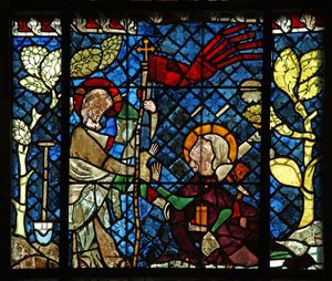 Vindu w14 som viser en oppstandelsesscene: Noli Me Tangere av French School