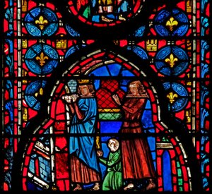 Window w15 St Louis - og Robert dArtois bærer relikviene til Sens av French School