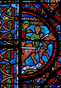 Vindu w15 som viser historien om St Stephens relikvier: relikviene er ført til Konstantinopel av French School