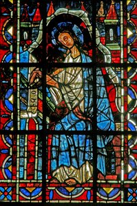 Vindu w202 som viser Johannes som skriver evangeliet av French School