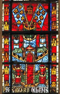 Vindu w205 som viser et slott og flagg med fleur-de-lis av French School