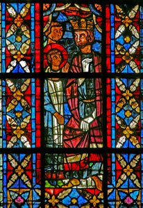 Vindu w209 som viser St Savinien før Aurelian av French School