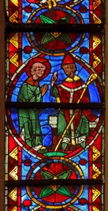 Vindu w213 som viser St Stephen er sendt av biskopen hans av French School