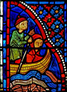 Vindu w21 som viser St. Mary den egyptiske passerer elven og begynner bot av French School