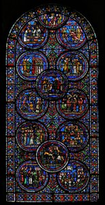 Vindu w23 som viser St Thomas Becket-vinduet av French School