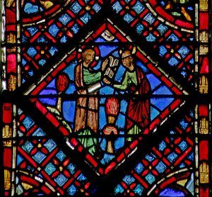 Vindu w2 Gud gir Moses et nytt sett av lovens tabeller Ex XXXIV 28 av French School