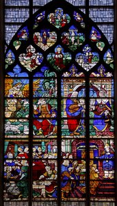 Vindu w2 som viser livet til St Anne og Jomfruens barndom av French School