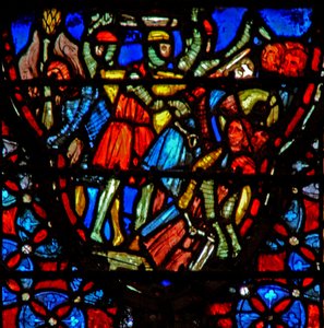 Window w4 Josva og gibeonittene konfronterer fem amorittiske konger Josh X 10 av French School