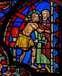 Vindu w8 Jesus bærer korset: Via Crucis av French School