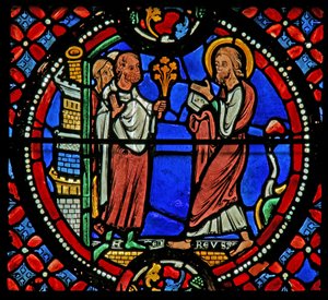 Vindu w9 som viser St. Andrew ønskes velkommen i Nicea av French School