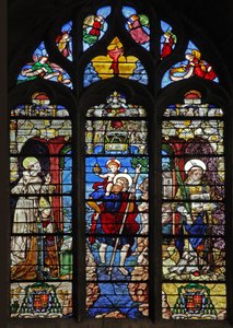 Vindu w9 som viser St Francis, St Christopher, St Stephen av French School