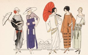Damemote fra 1920-tallet (fargelitografi) av French School
