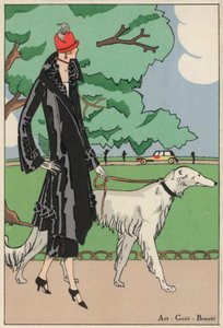 Damemote fra 1920-tallet av designeren Martial og Armand (fargelitografi) av French School