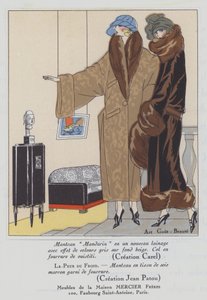 Damemote fra 1920-tallet av designerne Carel og Jean Patou (fargelitografi) av French School