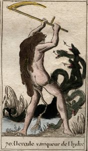 Works of Hercules: "" Hercules killing the Lernaean Hydra"" (Labor of Heracles, Hercules killing the Lernaean Hydra) Fra "" Mythology of Youth "" av Pierre Blanchard 1803. av French School