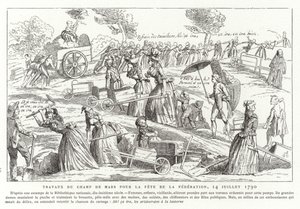 Arbeider på Champ de Mars som forberedelse til Fete de la Federation, Paris, den franske revolusjonen, 14. juli 1790 av French School