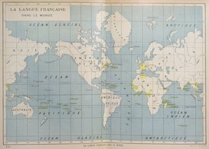 Verdenskart over fransktalende land, tidlig på 1900-tallet