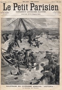 Vraket av den engelske rustningen "Victoria"" etter en kollisjon på kysten av Syria og redde ofrene. En av avisen "Le petit Parisien"" 9.07.1893 (gravering) av French School