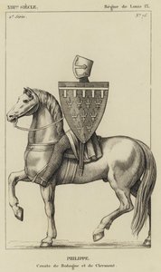 XIII århundre, regjering av Louis IX, Philippe, greve av Bologna og Clermont (gravering) av French School