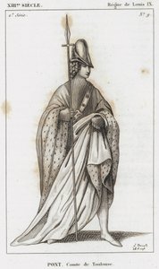 XIII århundre, regjering av Louis IX, Pont, greve av Toulouse (gravering) av French School