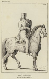 XII Century, War Habit, av de første tempelridderne (gravering) av French School