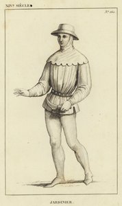 XIV Century, gartner (gravering) av French School