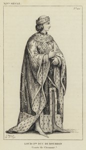 XIV Century, Louis I, hertug av Bourbon, greve av Clermont (gravering) av French School