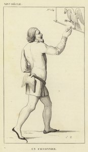 XIV Century, A Falconer (gravering) av French School