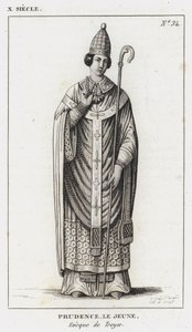 X Century, Prudence den yngre, biskop av Troyes (gravering) av French School