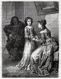 Hodet ditt er skyldig hvis hjertet ditt ikke er skyldig, sa Madame de Lanclos til datteren Anne "" Ninon"" fra Enclos (eller Ninon de Lenclos eller Ninon de Lanclos). av French School