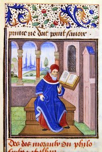 Zaqaquin, fra Histoire des Philosophes, sent på 1400-tallet (vellum) av French School