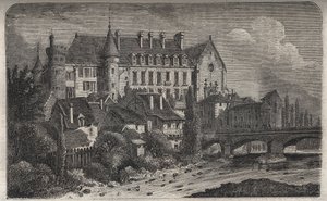 slottet i La Palice kommune i Lapalisse, i departementet Allier, - gravering i "Histoire de France" av Victor Duruy (1811-1894) - 1882 av French School